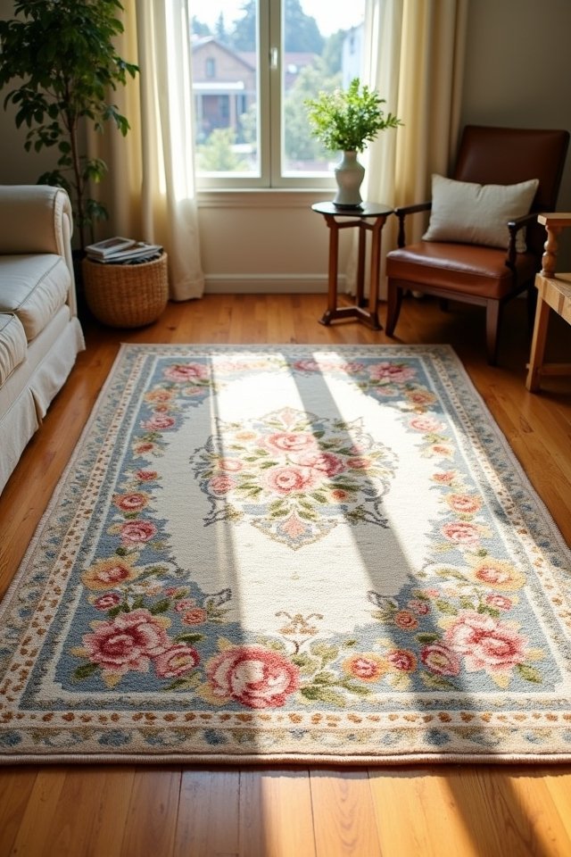 whimsical floral boucle rug