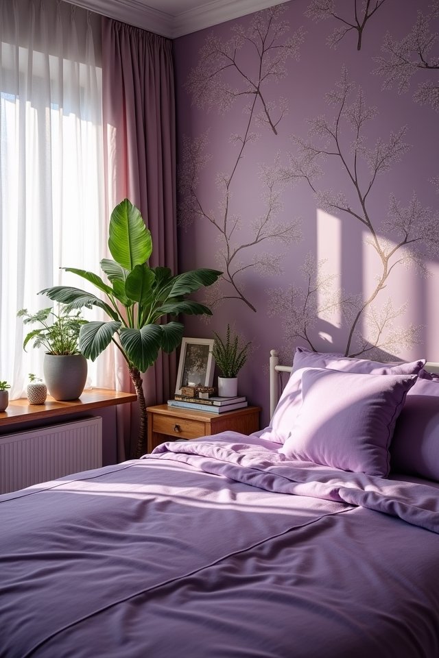 whimsical floral purple wallpaper