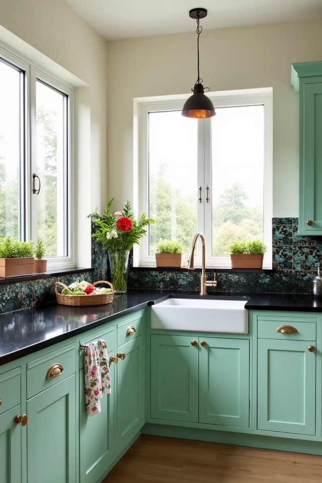whimsical mint green kitchen