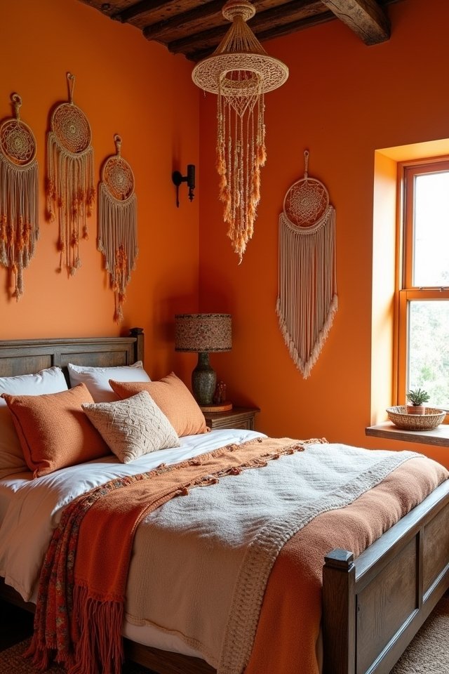 whimsical orange dreamcatcher decor
