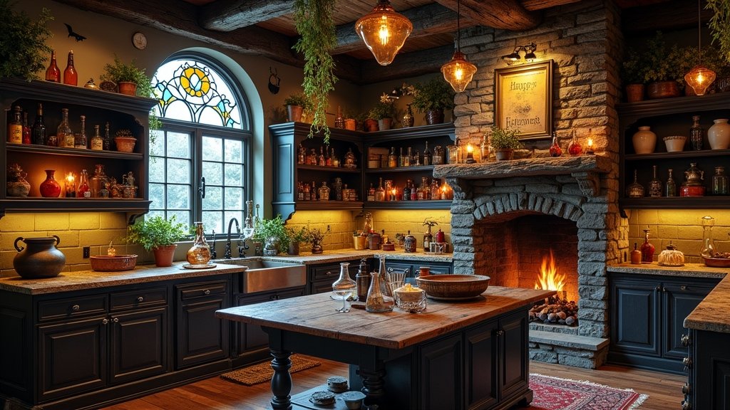 whimsical witch themed kitchen decor