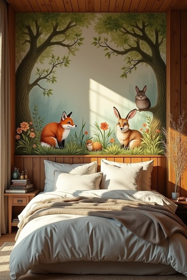 whimsical woodland creature murals