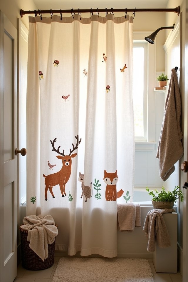 whimsical woodland shower curtain