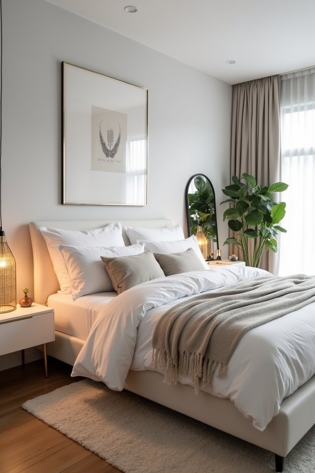white bed frame glamour