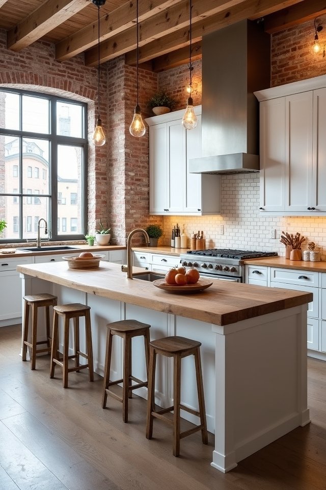 white cabinets raw wood