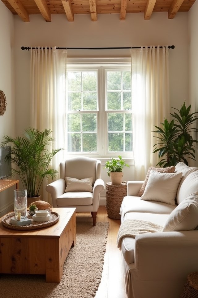 wooden accents in cream