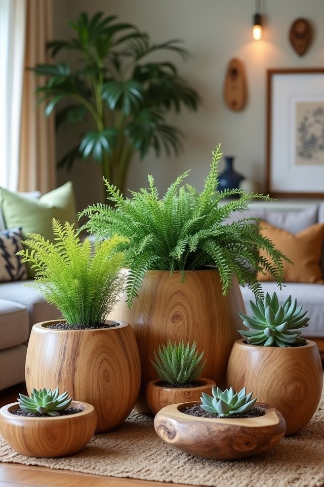 wooden planters enhance plants