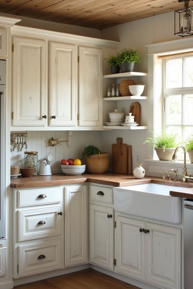 worn in patina kitchen cabinets