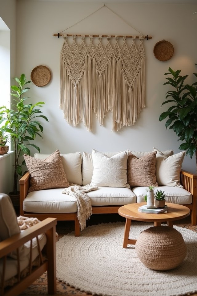 woven accents enhance boho decor