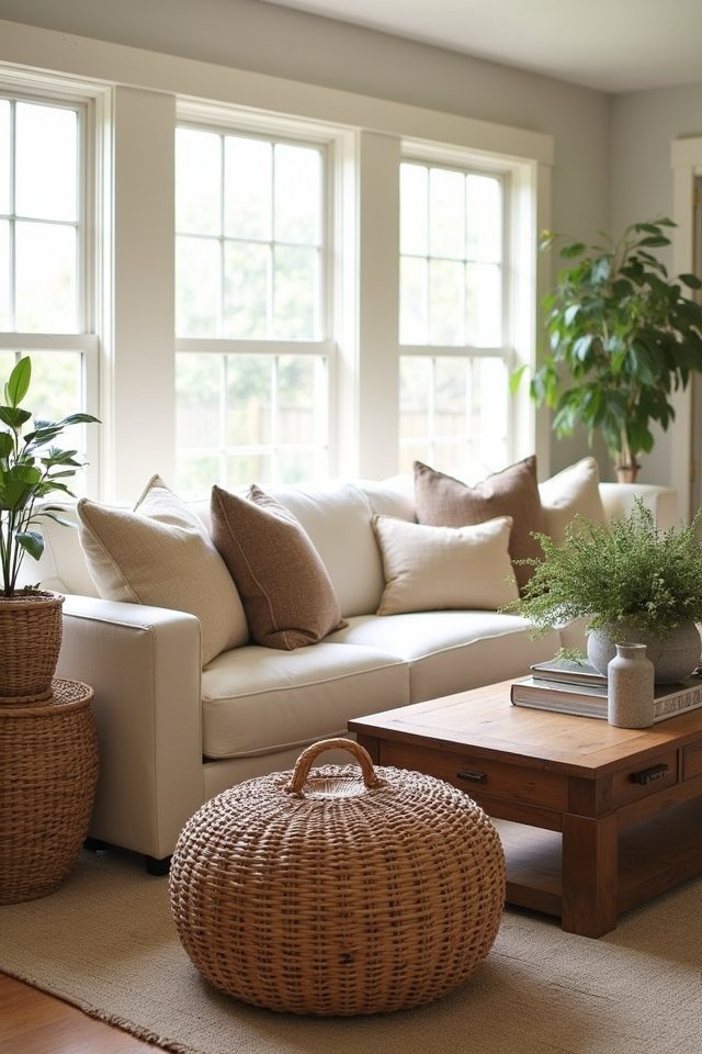 woven baskets enhance warmth