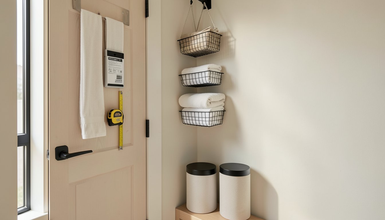 Measuring a bathroom door and planning a slim over-the-door organizer